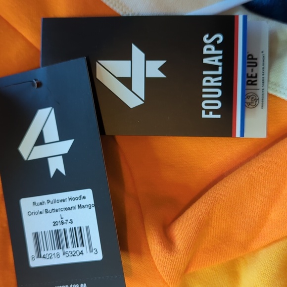 SOLD*******4 Laps Rush Pullover Hoodie oranges and whites NWT size Large - Picture 6 of 6